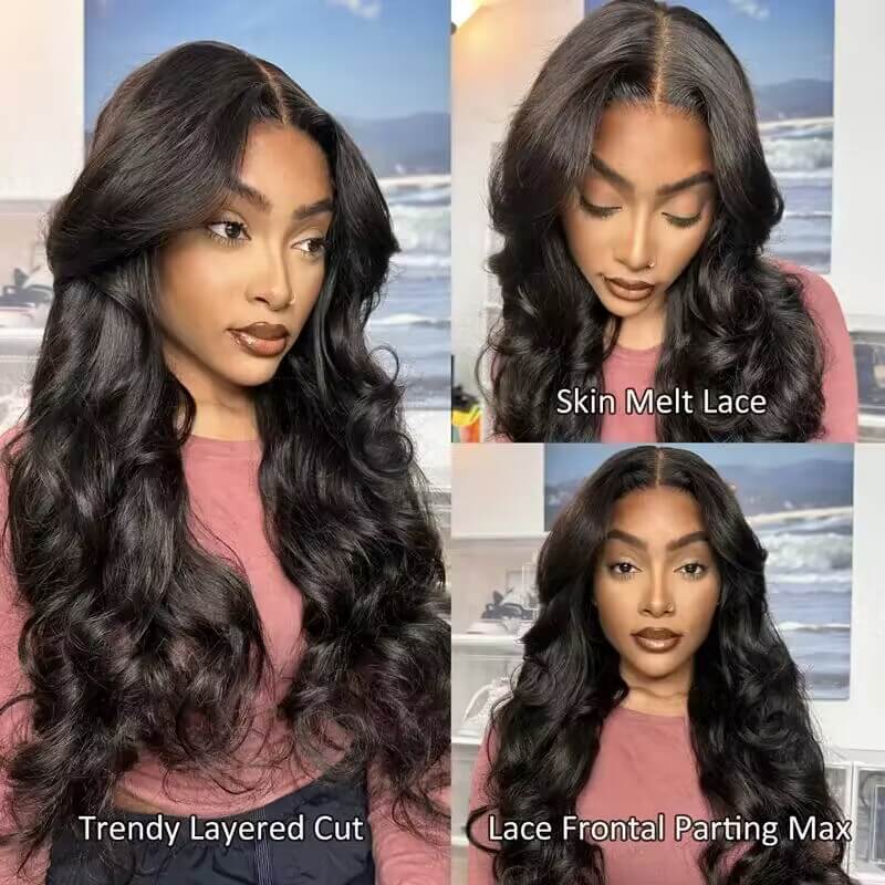 Curtain Bangs Body Wave Wig HD Lace & Glueless