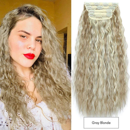 20” Wavy Clip-In Hair Extension – Brown with Highlights