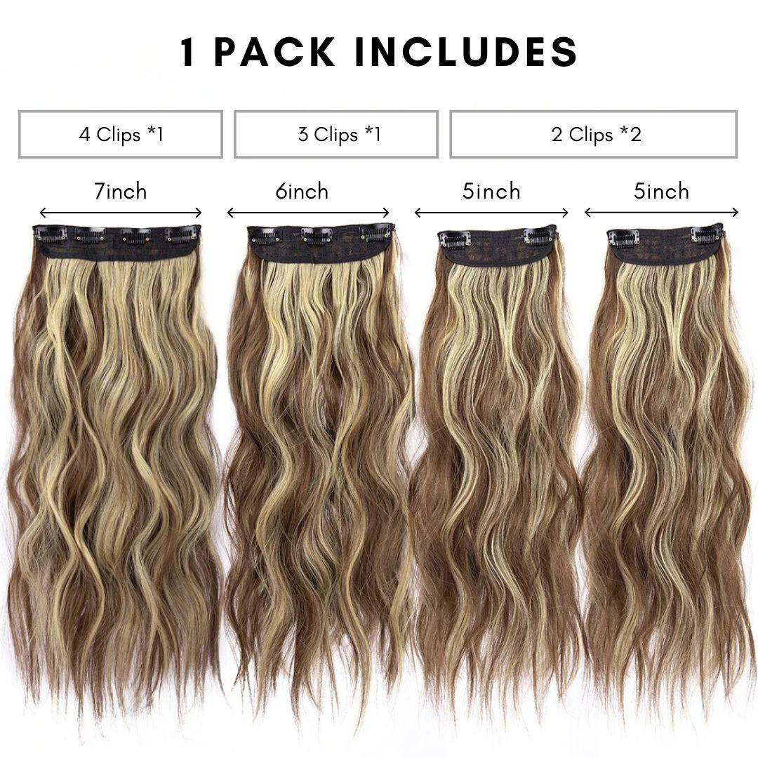 20” Wavy Clip-In Hair Extension – Brown with Highlights