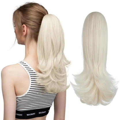 LuxeWave Claw Clip Ponytail Extension - 14" / Natural Wavy / Platinum Blonde - Lyvelle